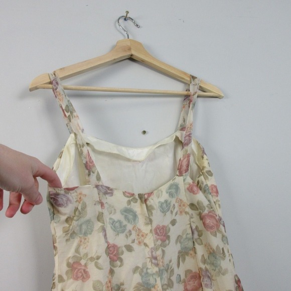 Dessy Creations Maxi Sundress Women's 10 Ivory Floral Vtg Prom Cottagecore 272 - Picture 5 of 13